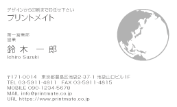 デザイン名刺（モノトーンの地球・ポイント・白）DY-ER-103