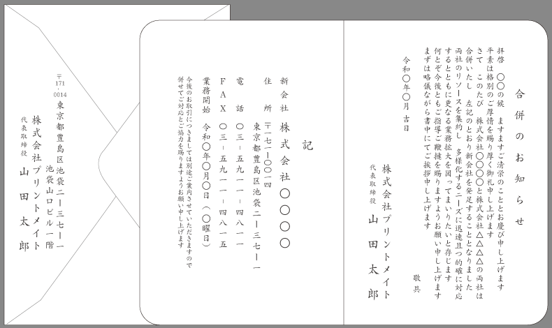 挨拶状 合併 統合 業務提携 文例とポイント 即日印刷プリントメイト