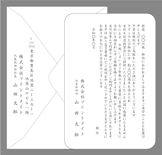 お祝い状 祝賀状 周年記念 文例とポイント １枚 即日印刷プリントメイト