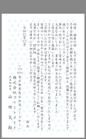 ビジネスお礼状 お中元 お歳暮 文例とポイント １枚 即日印刷プリントメイト