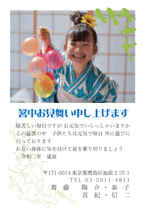 暑中見舞い・残暑見舞いはがき写真デザイン見本(とり)